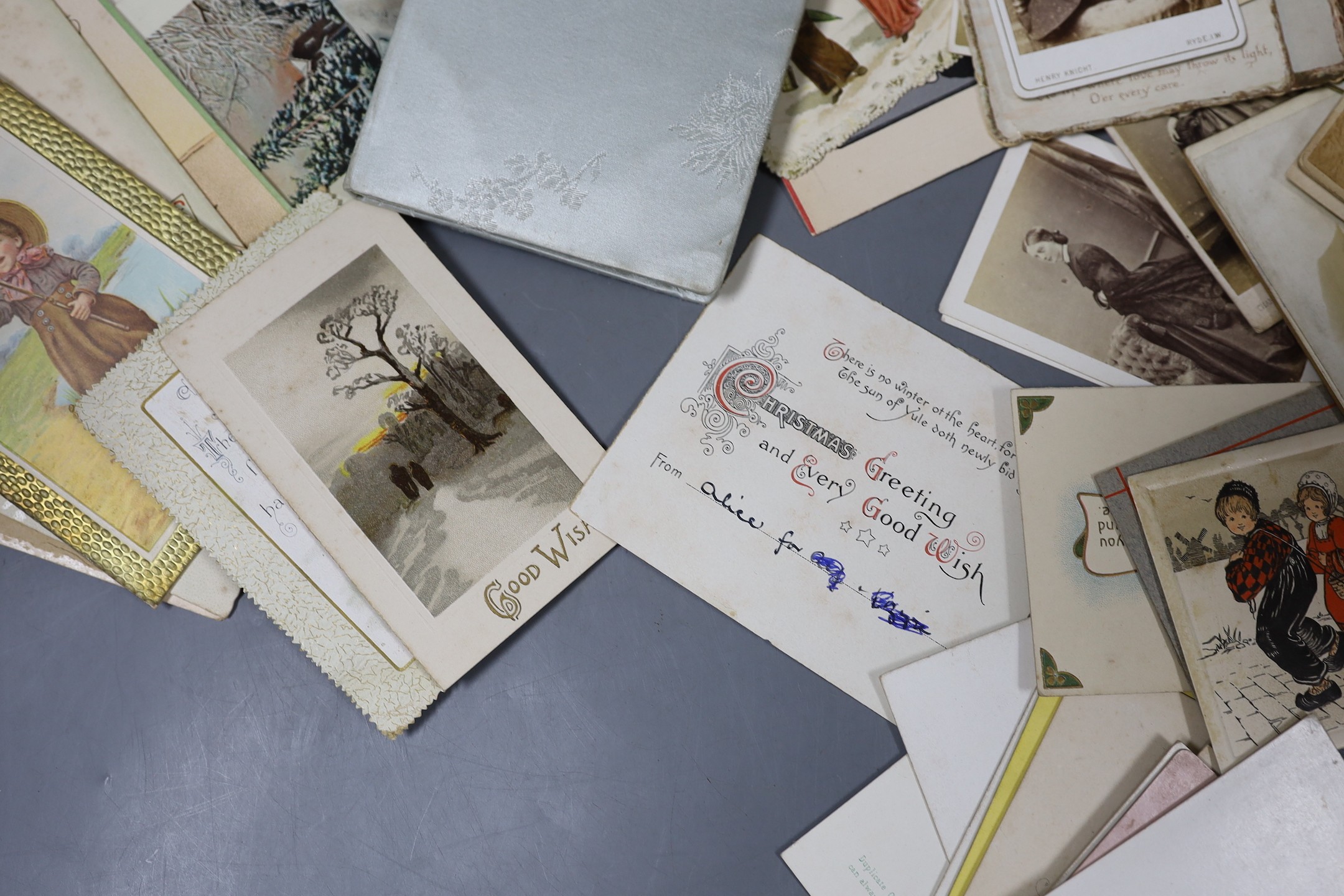 Victorian and later greetings cards, stamps etc